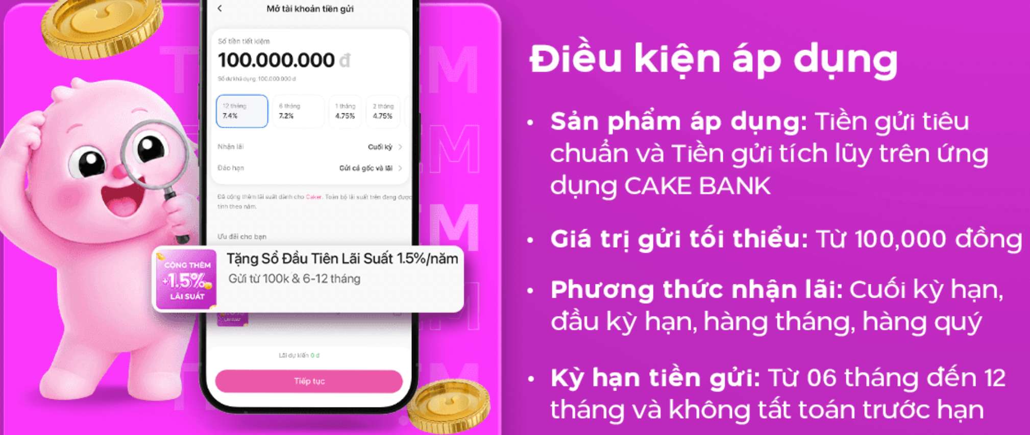 Biểu lãi suất tiết kiệm Cake by VPBank. Ảnh: Cake by VPBank  