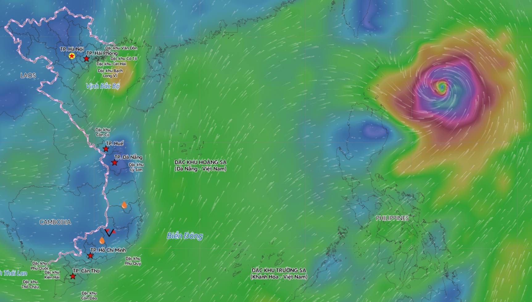 Imágenes del tifón Mekkhala en el noroeste del Pacífico el 23 de junio. Foto: Sistema de Monitoreo de Desastres Naturales de Vietnam