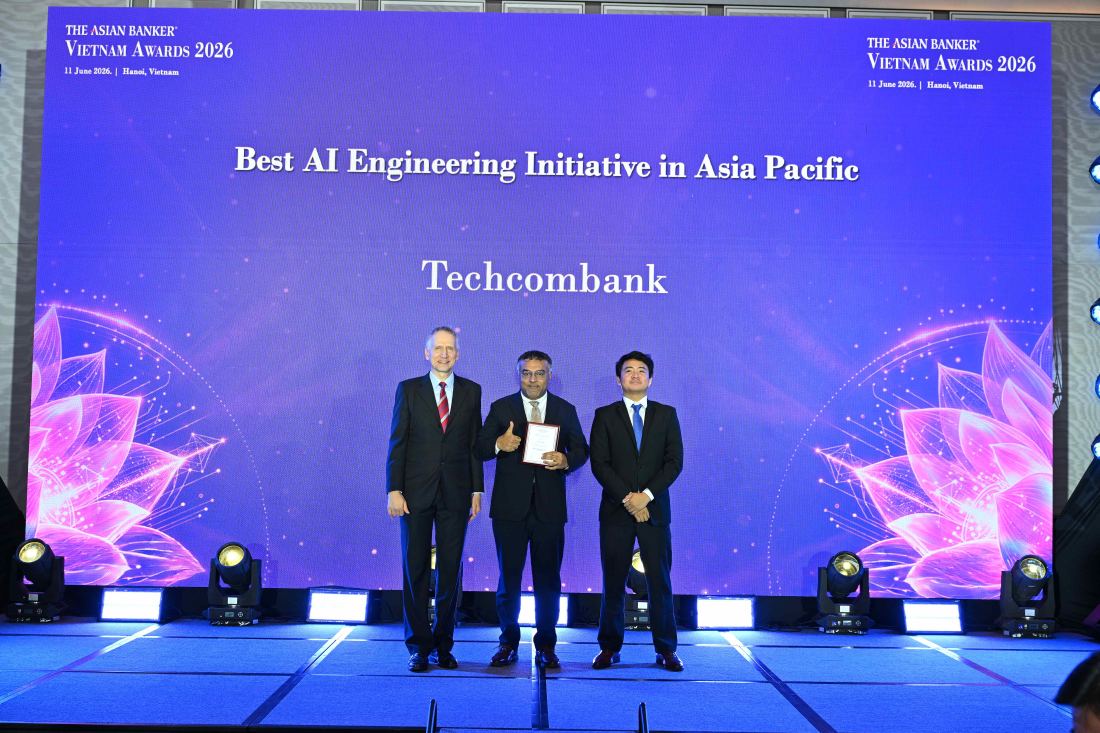 Techcombank excellently won the award for Best AI Technical Initiative in the Asia-Pacific region at The Asian Banker's AI Excellence Awards 2026. Photo: Techcombank