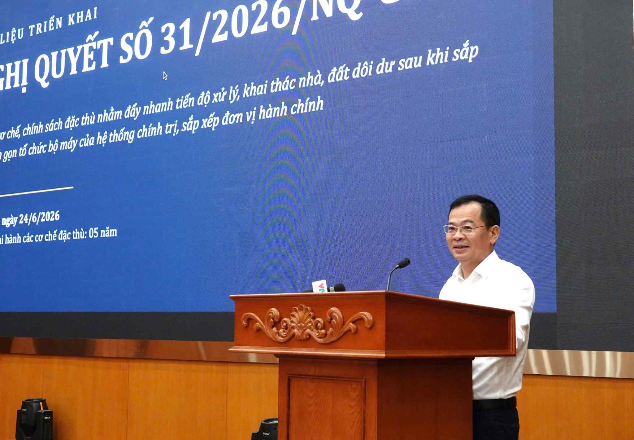 Ông Nguyễn Tân Thịnh - Cục trưởng Cục Quản lý công sản (Bộ Tài chính) phát biểu tại Hội nghị. Ảnh: MOF