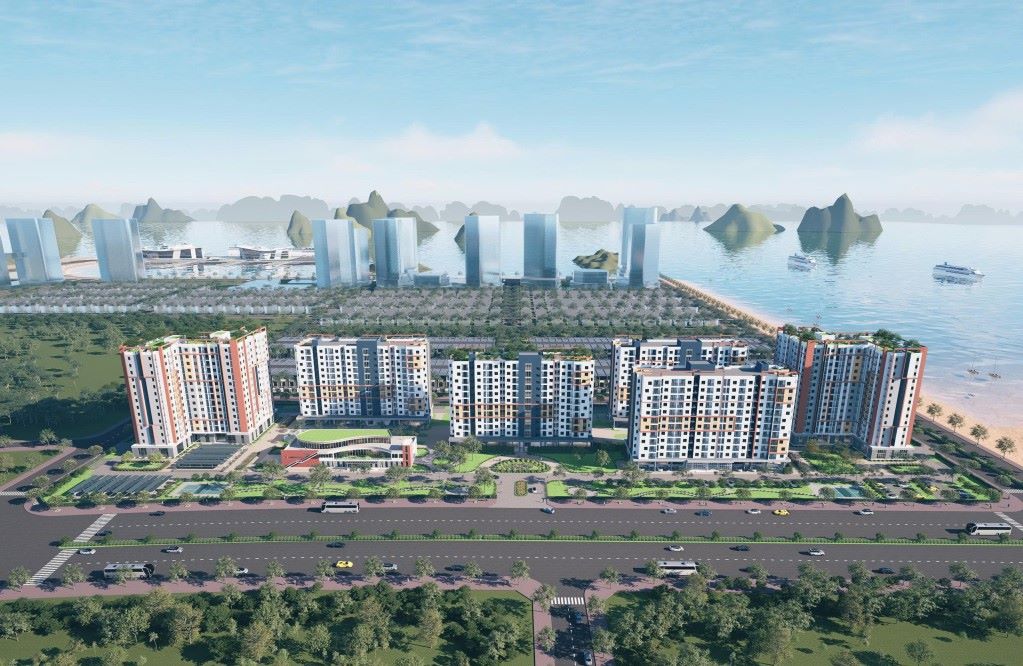 Overall perspective of the social housing project just started construction in Ao Tien New Urban Area, Van Don Special Zone. Photo: Quang Ninh Provincial Department of Construction