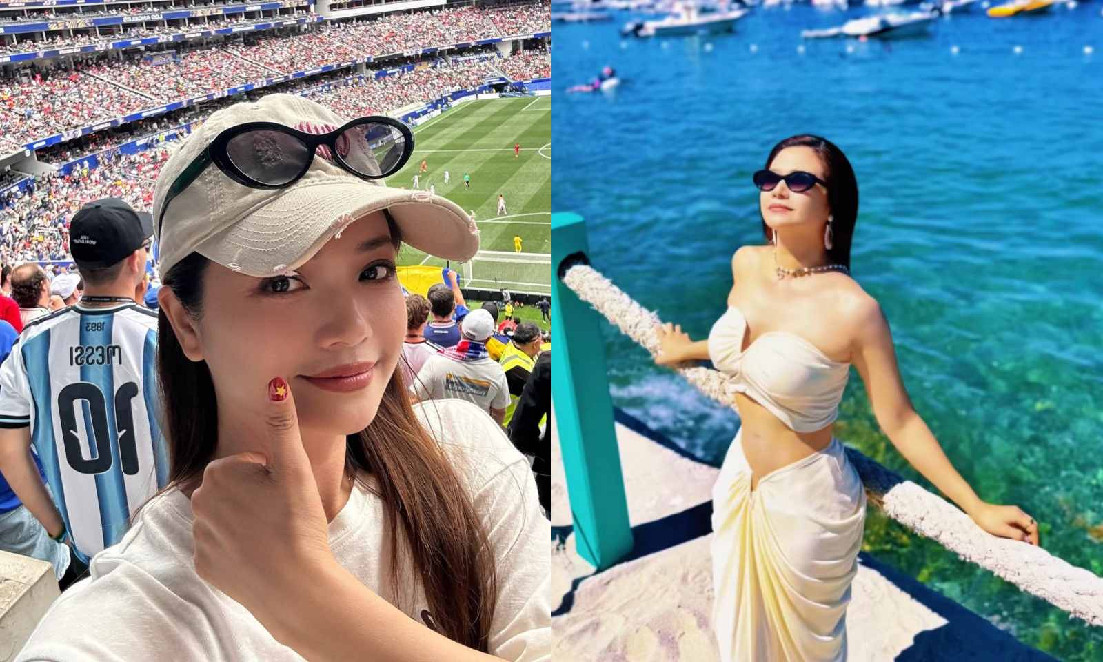 Meritorious Artist Kieu Anh had a trip to the US right on the occasion of this country co-hosting the World Cup. Photo: Character provided