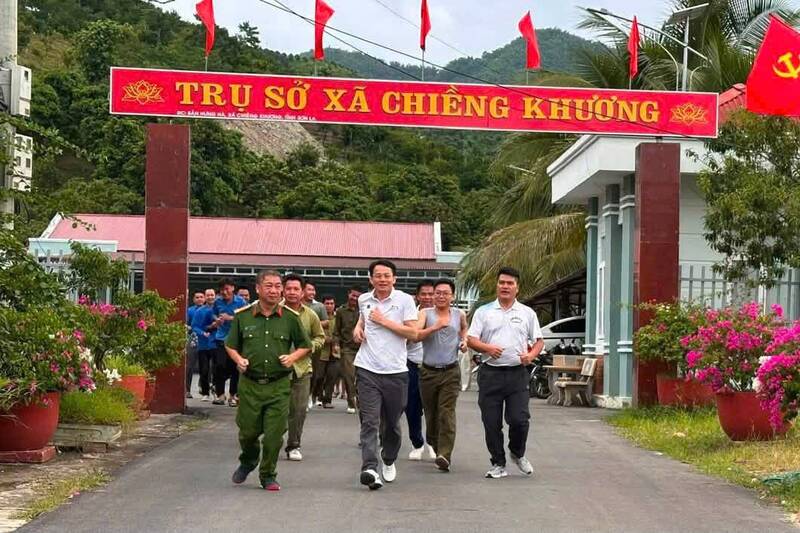 Phường Thảo Nguyên, xã Chiềng Khương chạy hưởng ứng hưởng ứng Tháng hành động phòng, chống ma túy năm 2026. Ảnh: Trung Tâm DVTH xã Chiềng Khương, phường Thảo Nguyên