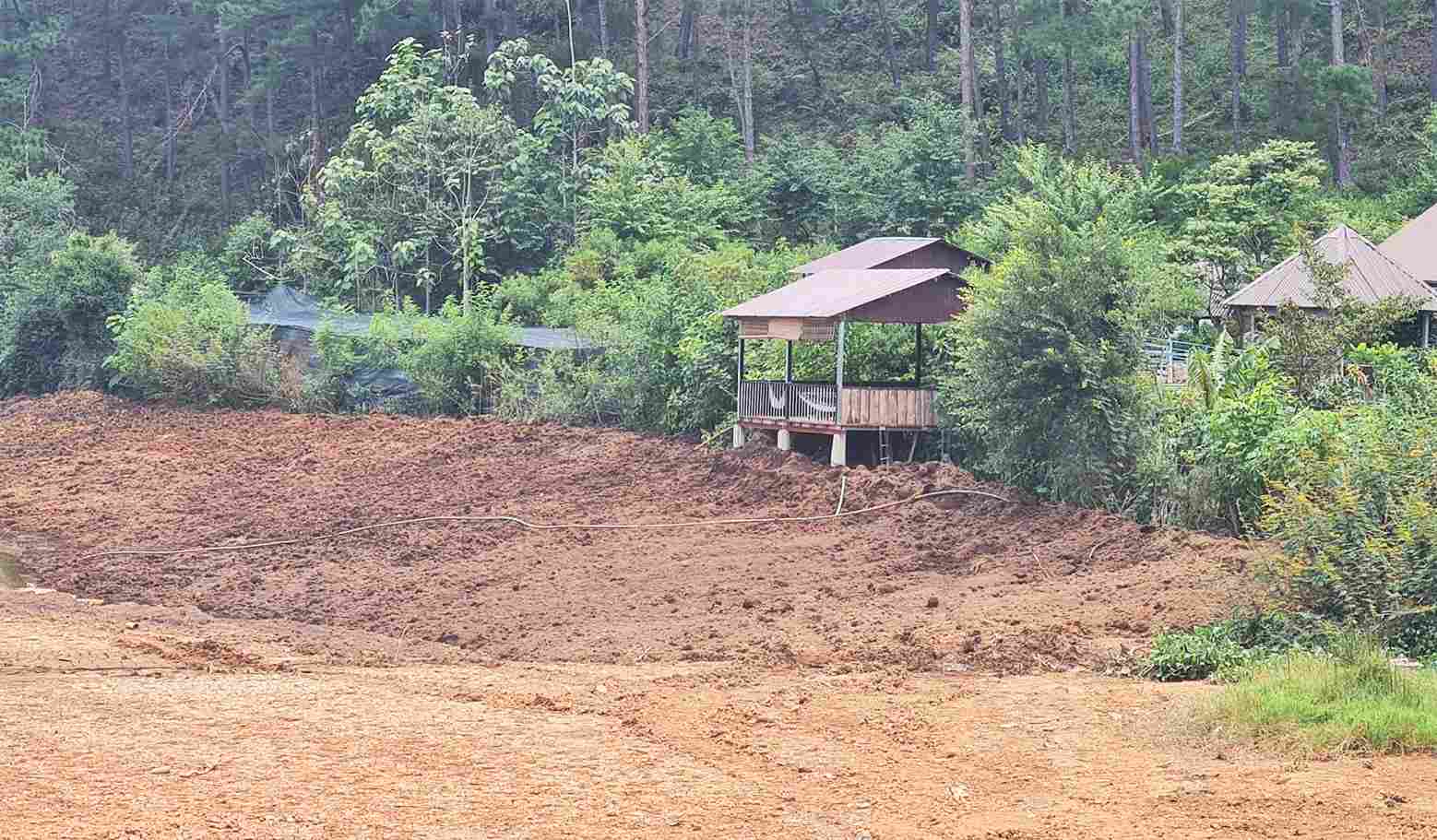 La rectification des violations au lac Suoi Vang présente des signes anormaux. Photo: Phuc Khanh