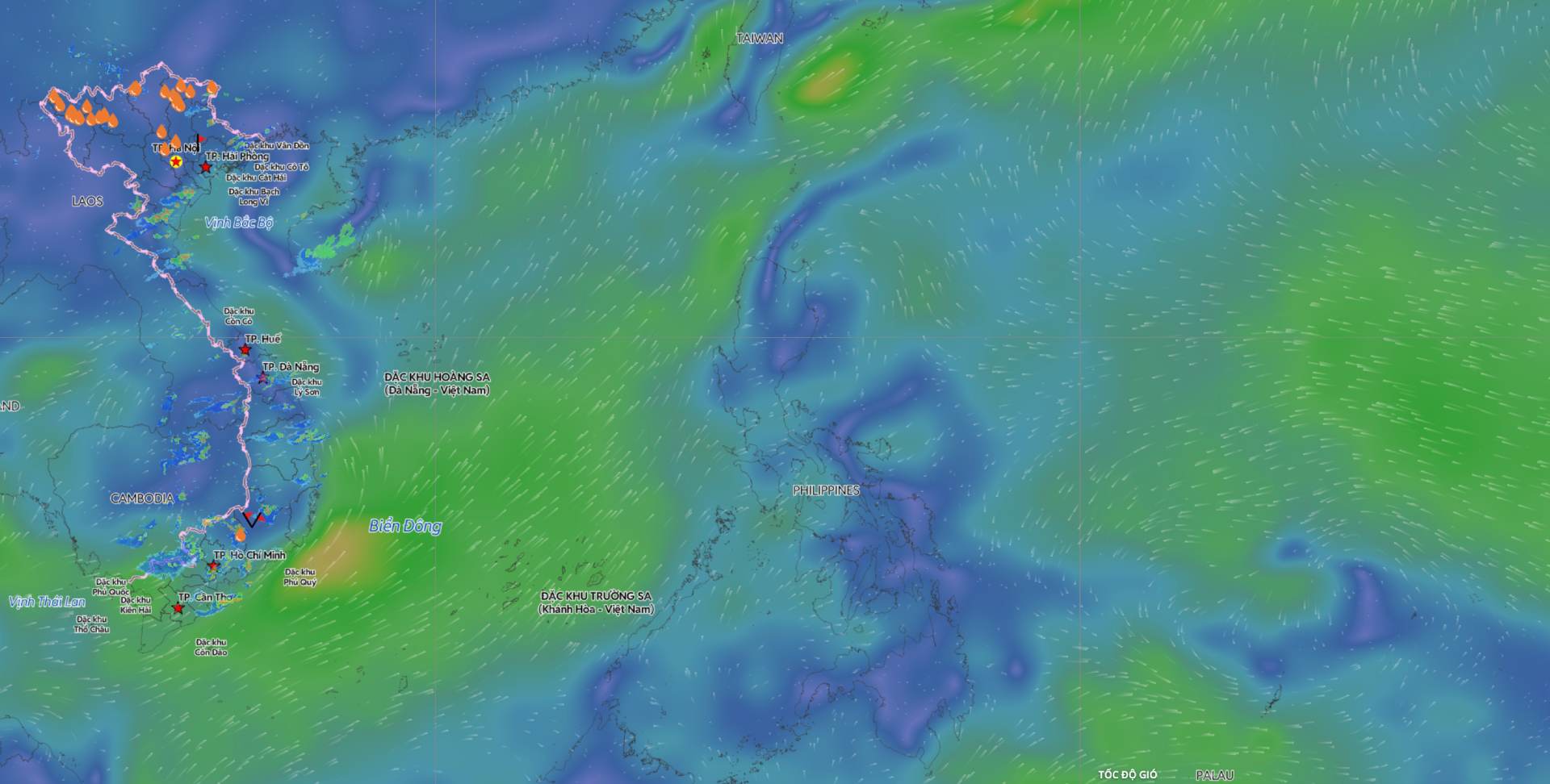 Clima en algunas zonas marítimas del Mar del Este, mar agitado. Fuente de la foto: Sistema de Monitoreo de Desastres Naturales de Vietnam