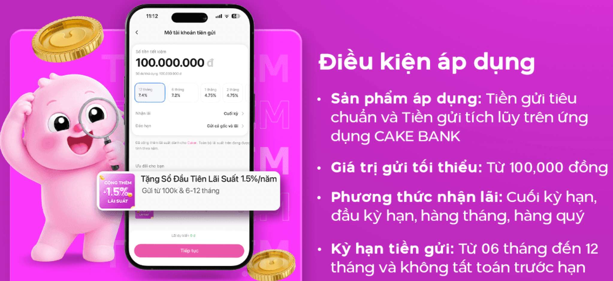 Biểu lãi suất tiết kiệm Cake by VPBank. Ảnh: Cake by VPBank  