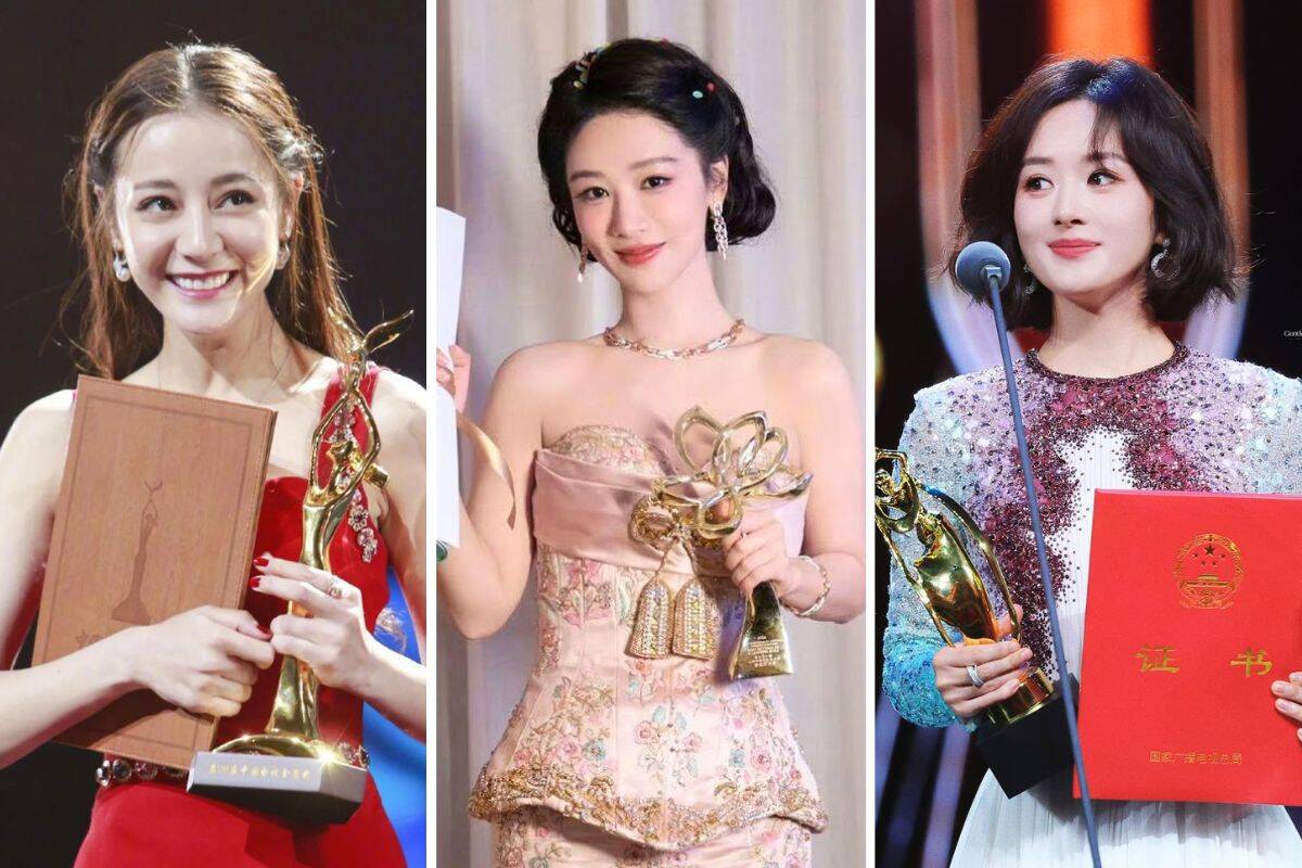 Dilraba Dilmurat, Yang Zi, Zhao Liying won the "Empress of China" cup at various awards. Photo: Xinhua