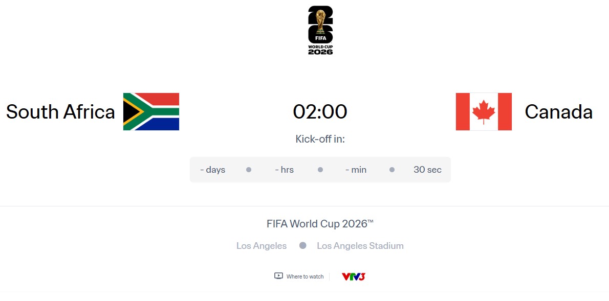 The first match in the round of 32 of the 2026 World Cup will take place between South Africa and Canada. Photo: FIFA