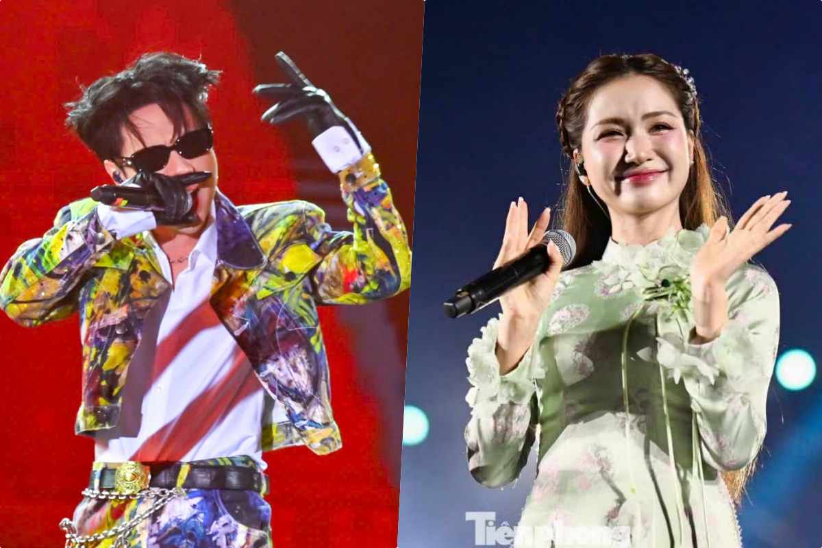 Quang Hung MasterD and Hoa Minzy at the Thanh Xuan concert. Photo: Organizing Committee