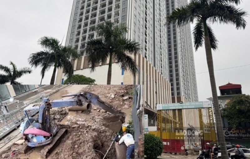 Construction activities are still taking place at the Hesco Trade Center, Office, and High-rise Apartment Project after the stop order from Ha Dong Ward authorities. Photo: PV Group