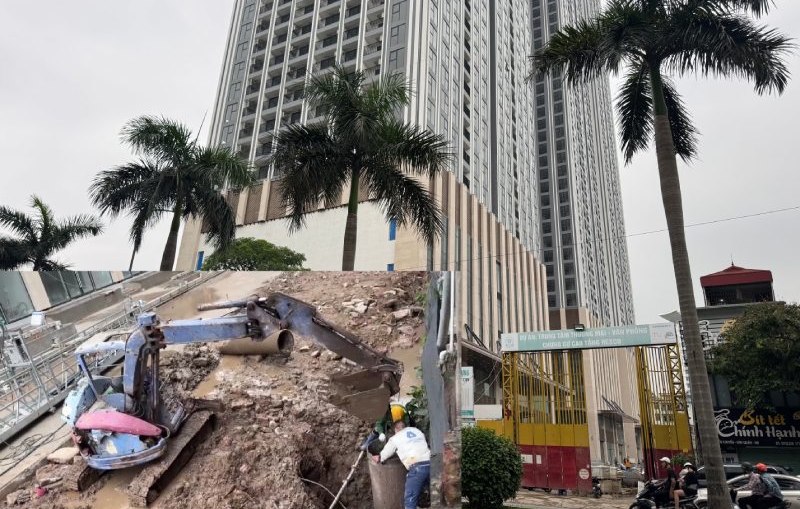Construction activities are still taking place at the Hesco Trade Center, Office, and High-rise Apartment Project after the stop order from Ha Dong Ward authorities. Photo: PV Group