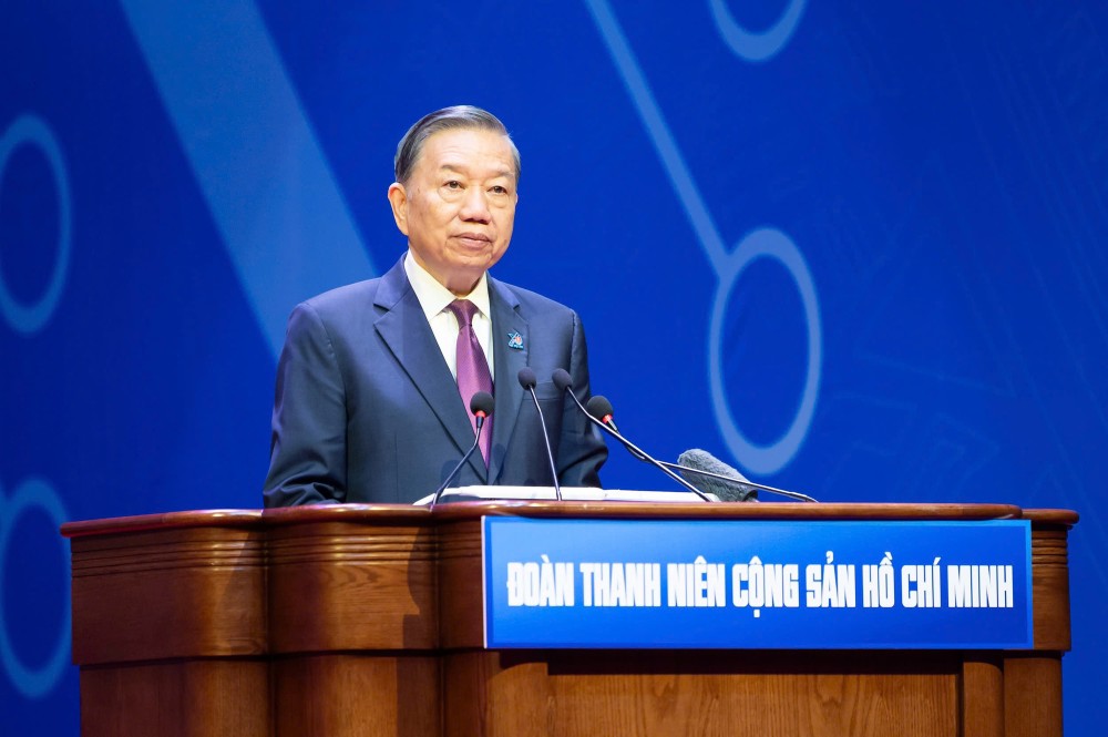 Tổng Bí thư, Chủ tịch nước Tô Lâm dự và có bài phát biểu quan trọng tại phiên trọng thể Đại hội đại biểu toàn quốc Đoàn Thanh niên cộng sản Hồ Chí Minh lần thứ XIII, sáng 25.6. Ảnh: Nhật Bắc