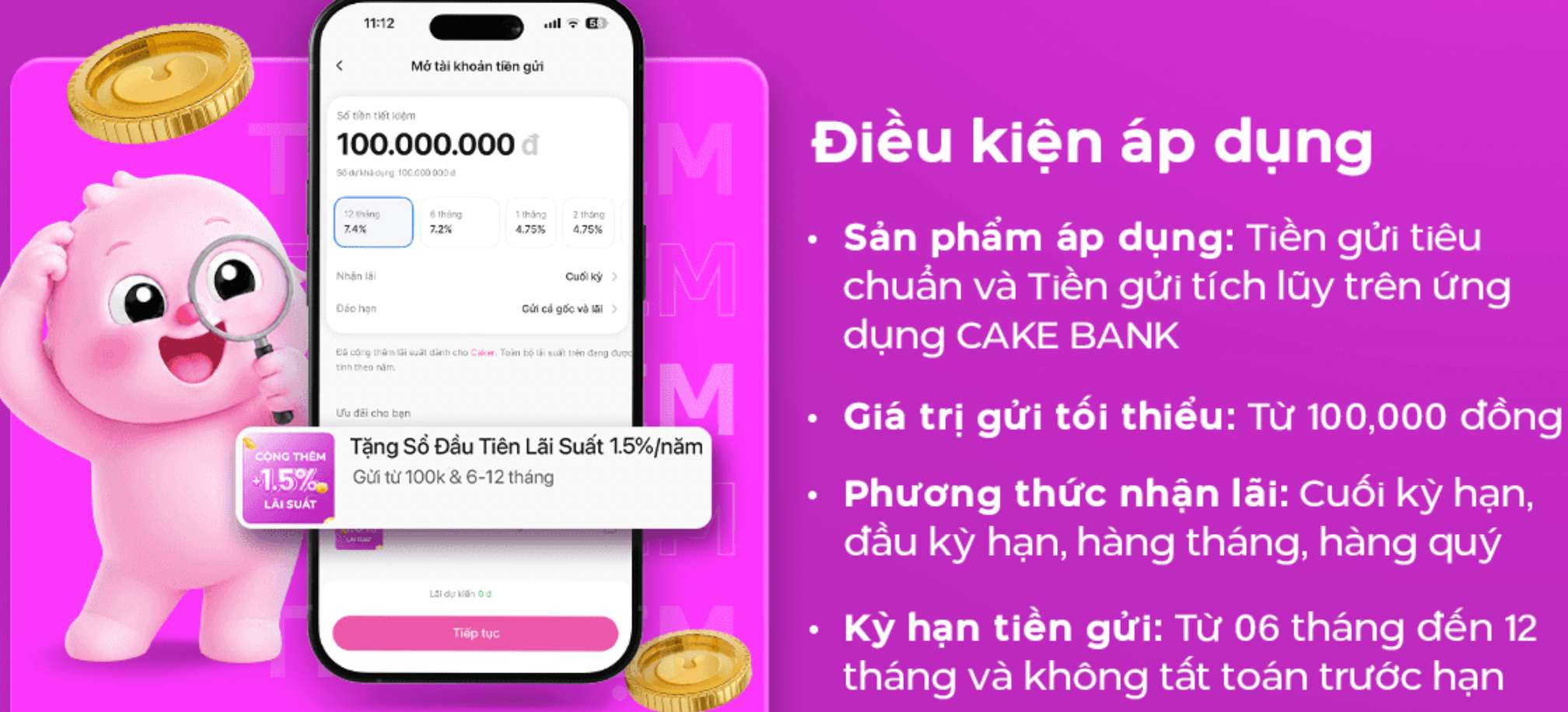 Biểu lãi suất tiết kiệm Cake by VPBank. Ảnh: Cake by VPBank  
