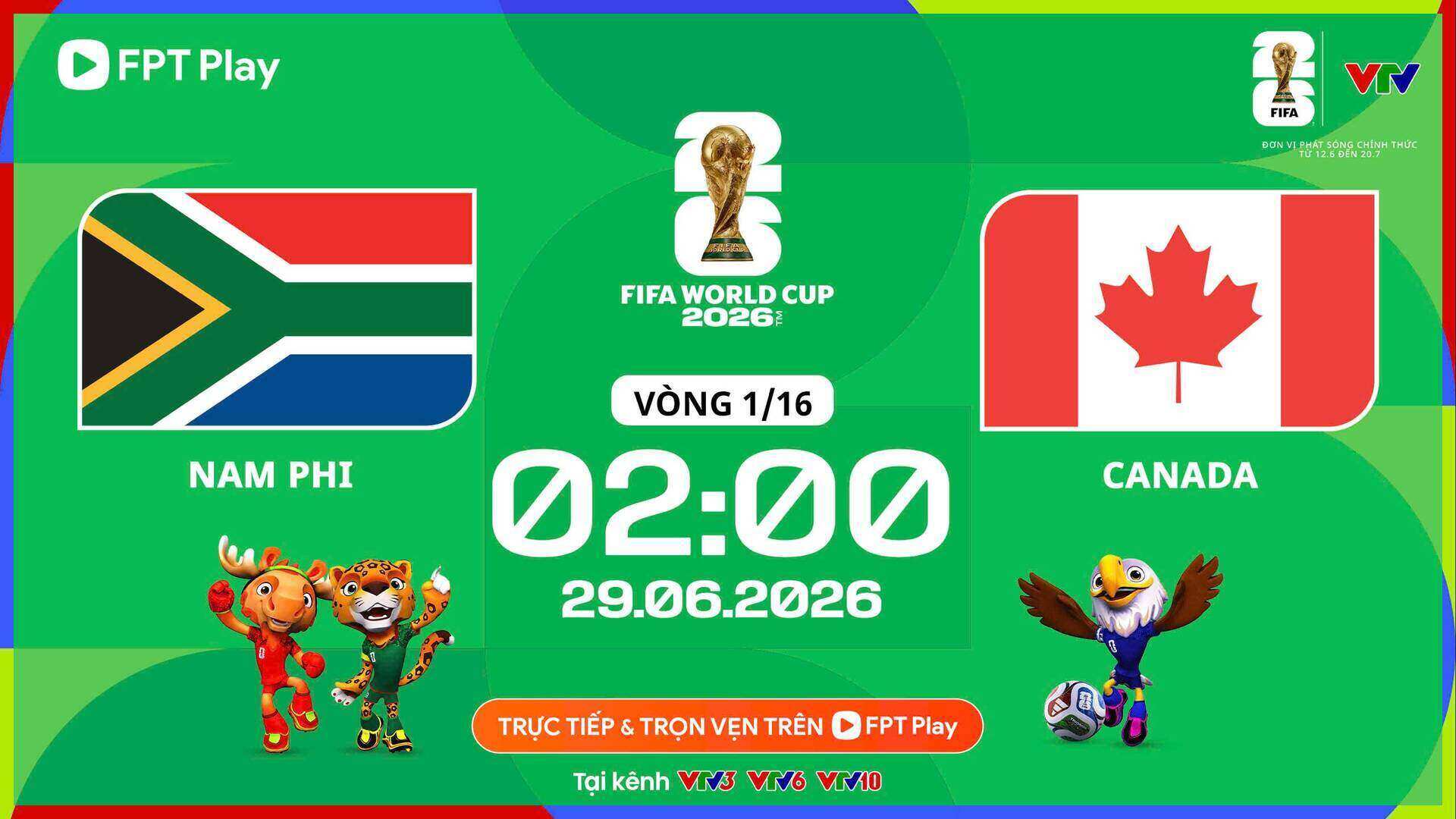 Football commentary on South Africa vs Canada at World Cup 2026. Graphics: FPT Play