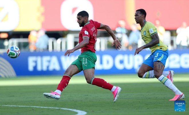 Moroccan team in the match against Brazil in the group stage of the 2026 World Cup. Photo: Xinhua