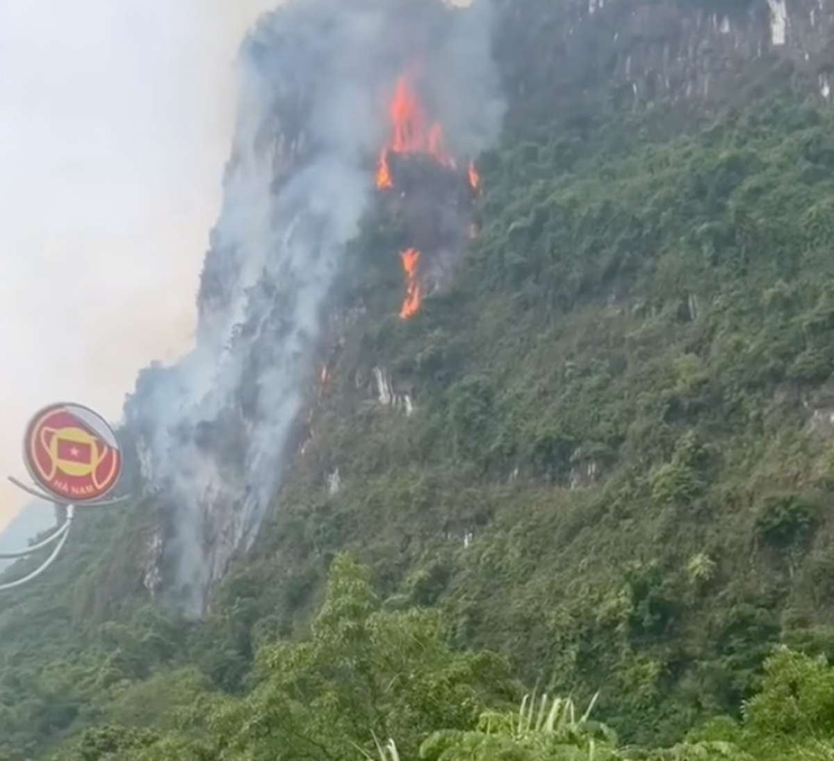Protection contre les incendies de forêt dans le quartier de Tam Chuc, province de Ninh Binh. Photo de : Coupé à partir du clip
