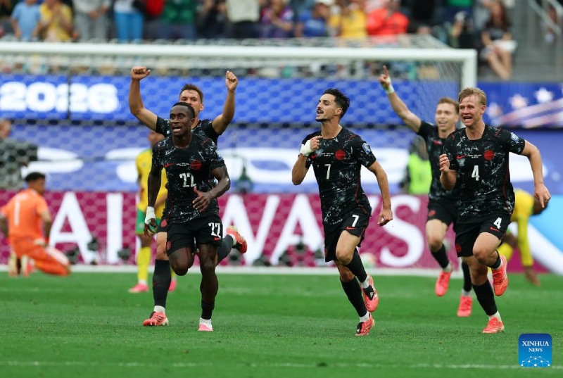 Stephen Eustaquio (7) ghi bàn quan trọng giúp tuyển Canada vượt qua Nam Phi ở vòng 1/16 World Cup 2026. Ảnh: Xinhua
