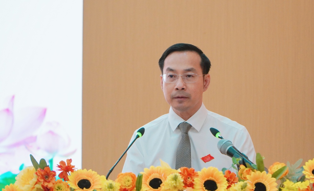 Chairman of An Giang Provincial People's Council Nguyen Thanh Nhan speaks at the 3rd session. Photo: Nguyen Anh