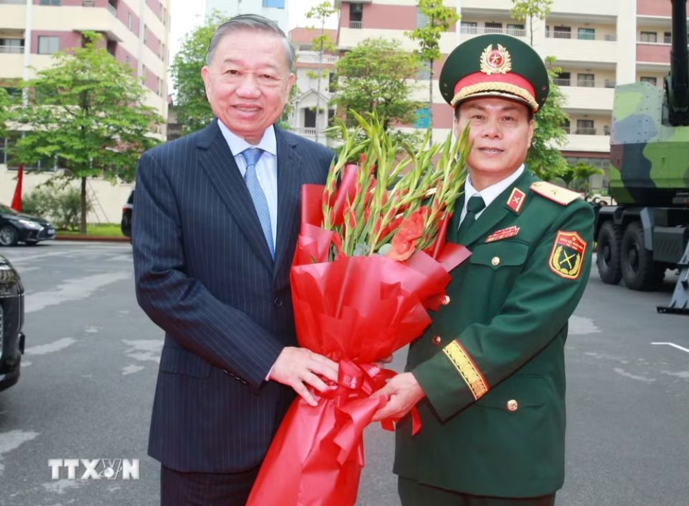 Lễ đón Tổng bí thư, Chủ tịch nước Tô Lâm đến dự lễ kỷ niệm. Ảnh: Trọng Đức/TTXVN 