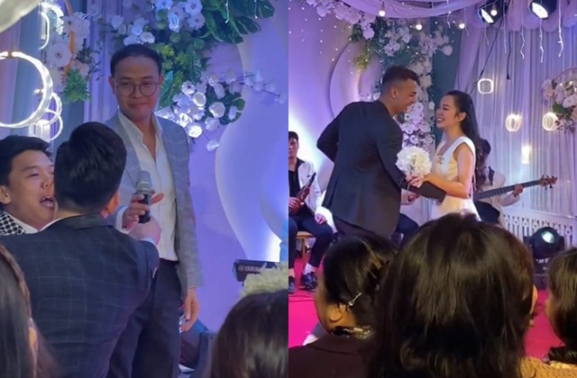 NSƯT Thái Sơn hát ca khúc “Chân tình” tại đám cưới diễn viên Kim Oanh. Ảnh cắt từ video