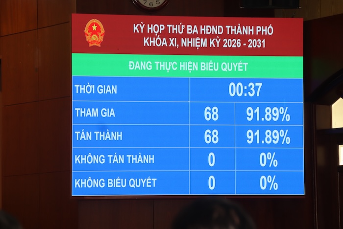 Le Conseil populaire (HĐND) de la ville de Da Nang, XIe législature, mandat 2026-2031, a officiellement adopté une résolution approuvant la politique de création de 10 nouveaux quartiers. Photo: Nguyen Linh