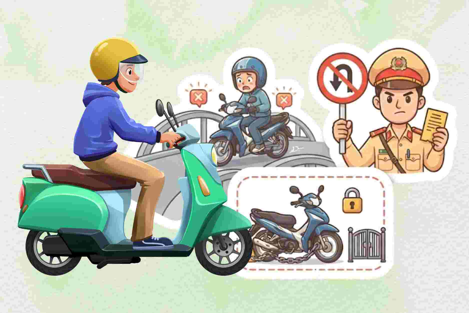 Legal risks when reversing a motorbike on a bridge