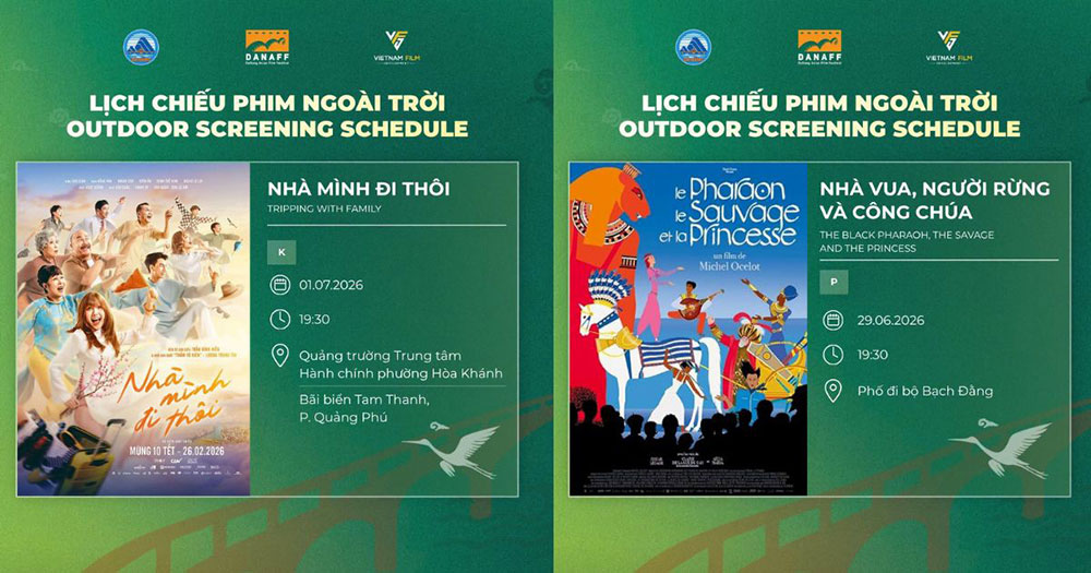 Chương trình chiếu phim ngoài trời sẽ diễn ra từ ngày 29/6 đến 3/7/2026 tại nhiều địa điểm trên địa bàn thành phố Đà Nẵng. Ảnh: BTC
