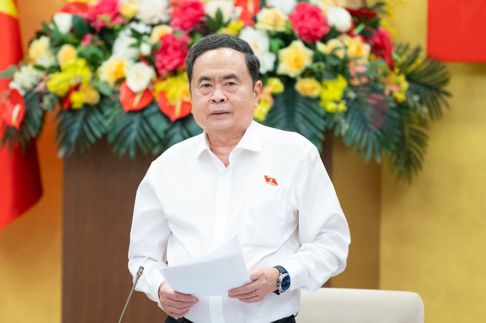 Politburo Member, Secretary of the National Assembly Party Committee, National Assembly Chairman Tran Thanh Man speaks at the conference. Photo: Pham Thang