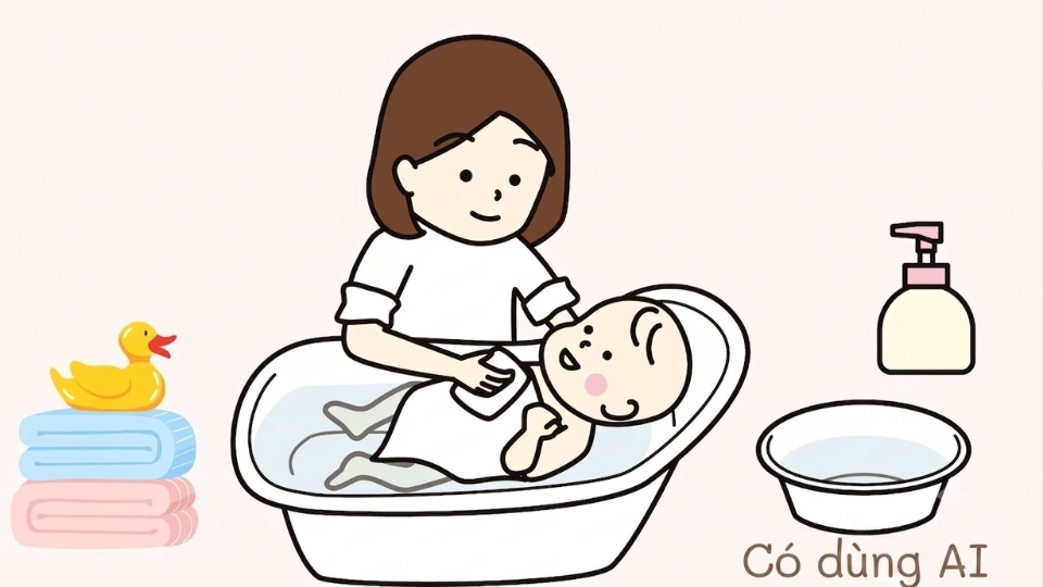Bathing newborns properly. Photo: AI