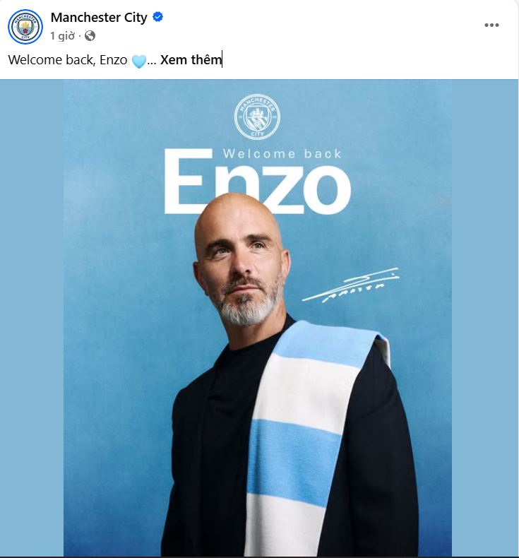 Enzo Maresca được Man City công bố trên trang chủ vào tối 29.6