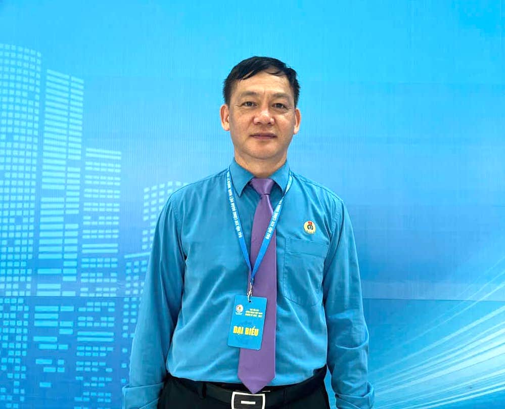Ông Đào Mạnh Kiên - Chủ tịch Công đoàn Tổng Công ty Hàng không Việt Nam - bày tỏ niềm vinh dự và tự hào khi được tham dự sự kiện chính trị quan trọng của tổ chức Công đoàn Việt Nam. Ảnh: Minh Hương.