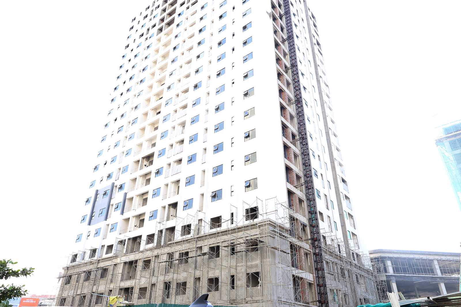 Tòa nhà CT3A thuộc Dự án cải tạo, xây dựng lại Khu C Quang Trung đã hoàn thành phần thô. Ảnh: Phương Thúy
