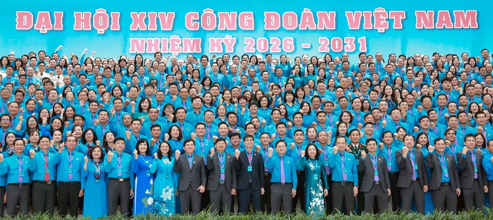 Các đại biểu dự Đại hội XIV Công đoàn Việt Nam. Ảnh: Mỹ Lệ