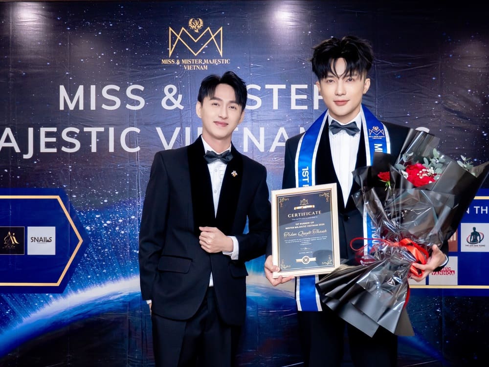David Tram is honored to win the title of 1st Runner-up of Mister Majestic Vietnam 2026. Photo: Character provided