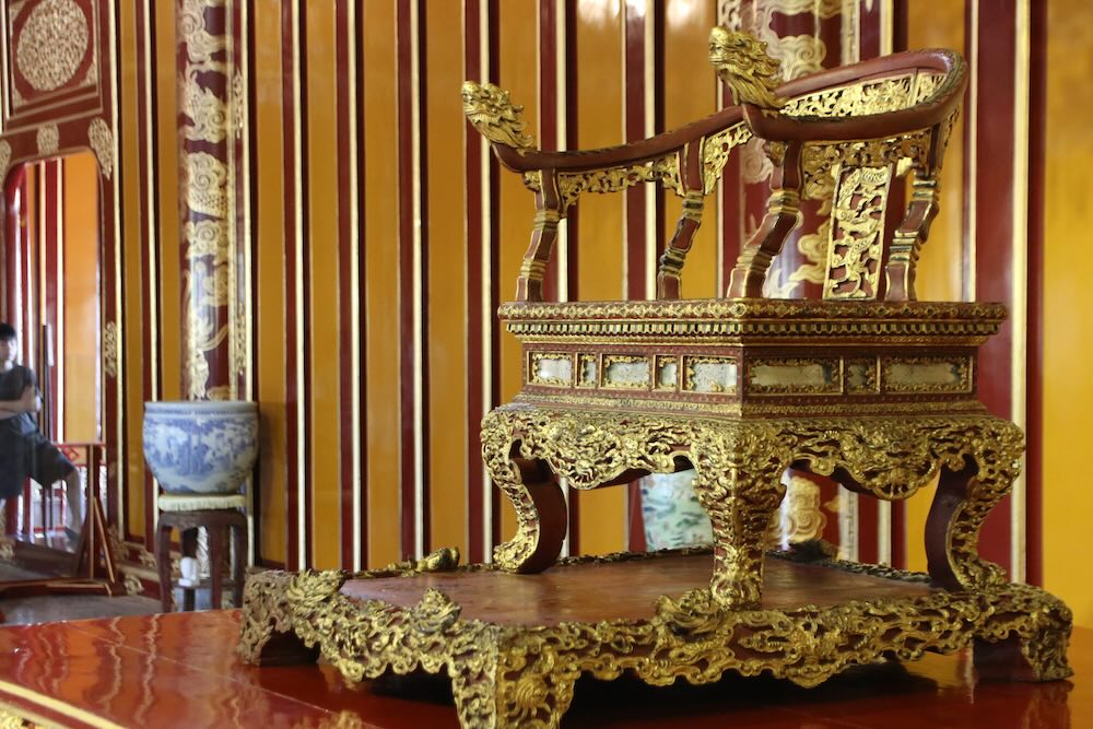 Close-up of the Nguyen Dynasty throne after a period of restoration due to a rare incident. Photo: Nguyen Luan