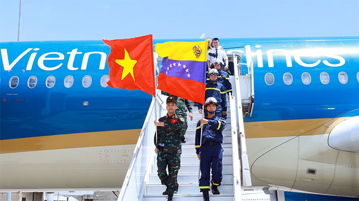 Vietnamese rescue and relief team just arrived in Venezuela. Photo: Ministry of Public Security