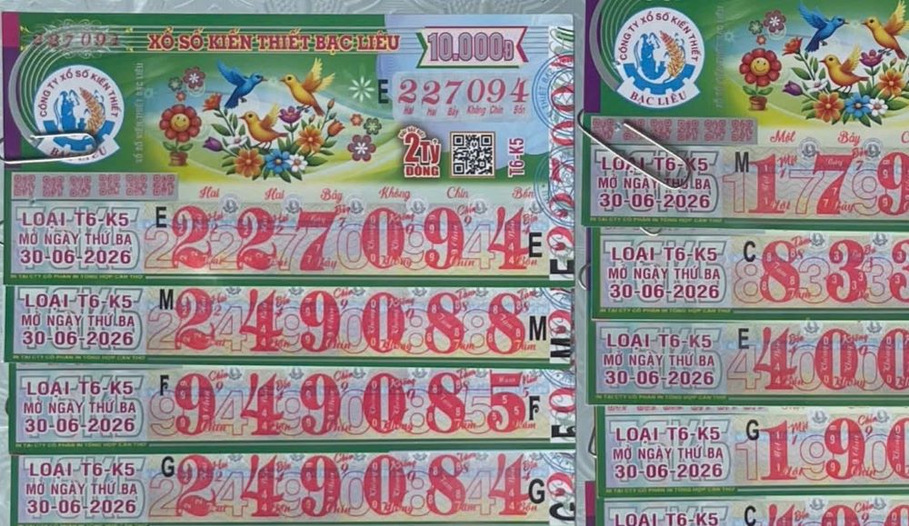 Lottery results today June 30: Ben Tre, Vung Tau, Bac Lieu
