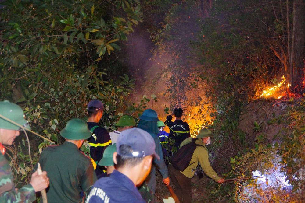 Les forces et les habitants de Thanh Hóa ont activement lutté contre les incendies de forêt ces derniers jours. Photo: Trần Lâm