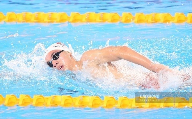 Player Nguyen Huy Hoang is an important face expected by the Vietnamese swimming team to be sent to China for training. Photo: Nguyen Dang