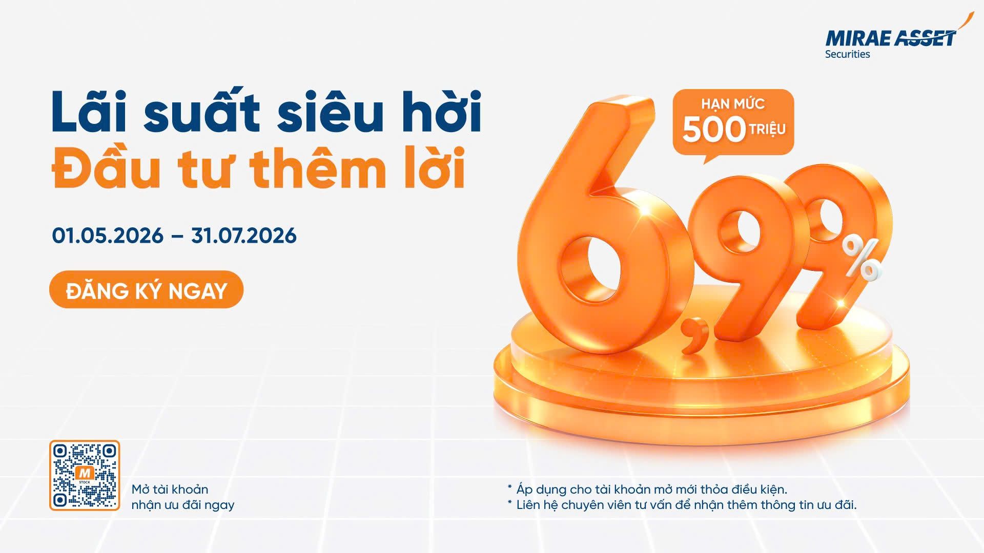 Chương trình “Margin 6.99% – Lãi suất siêu hời, Đầu tư thêm lời” với nhiều ưu đãi nổi bật.