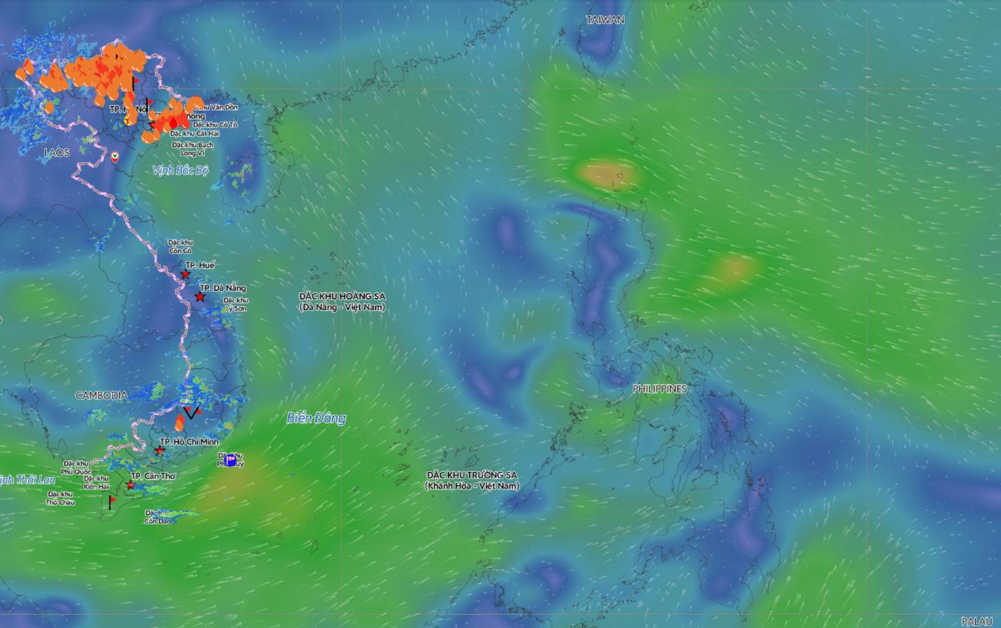 Forecast of low pressure area likely to enter the East Sea strengthening into a tropical depression, then a storm. Source: Vietnam Disaster Monitoring System
