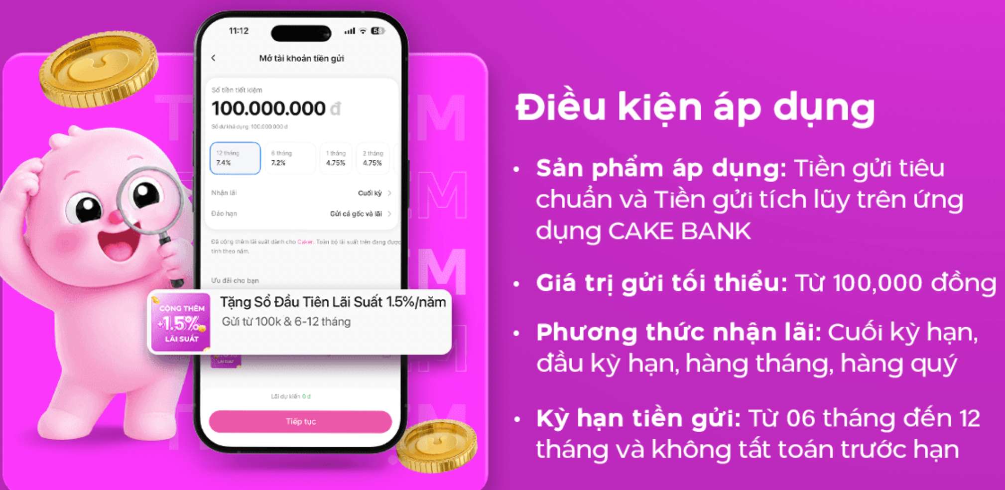 Biểu lãi suất tiết kiệm Cake by VPBank. Ảnh: Cake by VPBank  
