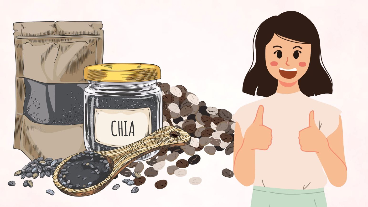 Chia seeds are a source of fiber, good for health. Graphics: Thanh Thanh