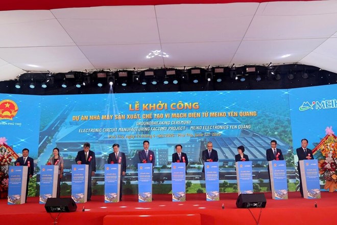 Dự án công nghiệp công nghệ cao của Tập đoàn Meiko (Nhật Bản) tại Khu công nghiệp Yên Quang vừa qua đã khởi công. Ảnh: UBND tỉnh Phú Thọ