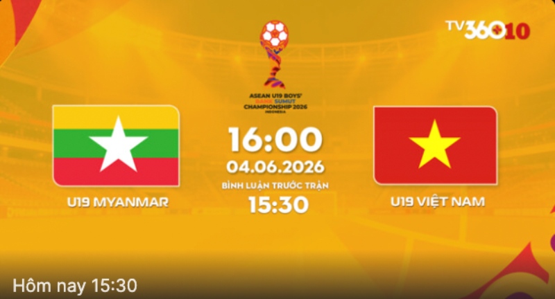 U19 Vietnam faces U19 Myanmar at the U19 Southeast Asia tournament. Photo: TV360