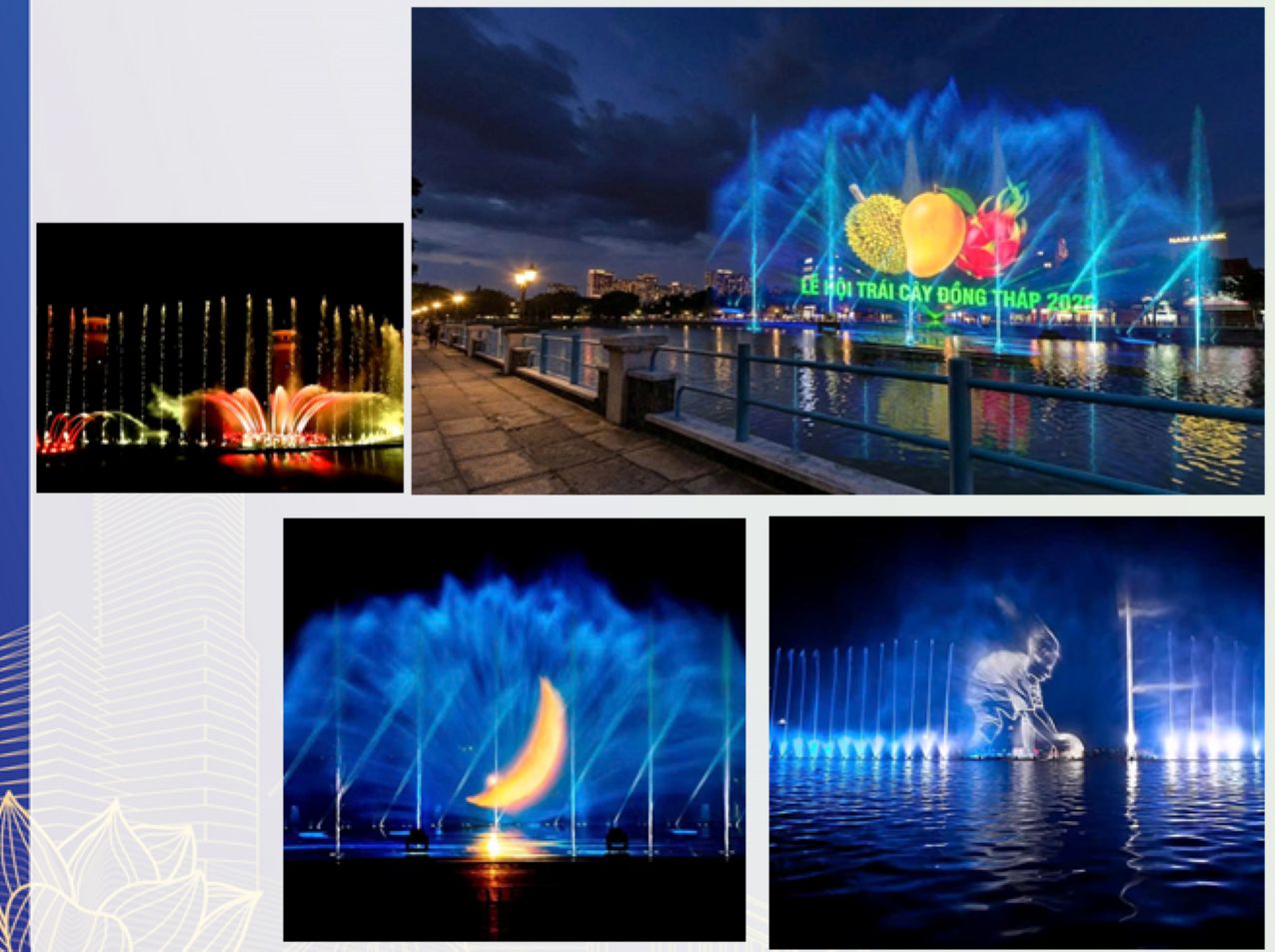 Biểu diễn ánh sáng nghệ thuật tại Lễ hội trái cây Đồng Tháp. Ảnh: Cổng thông tin điện tử tỉnh Đồng Tháp