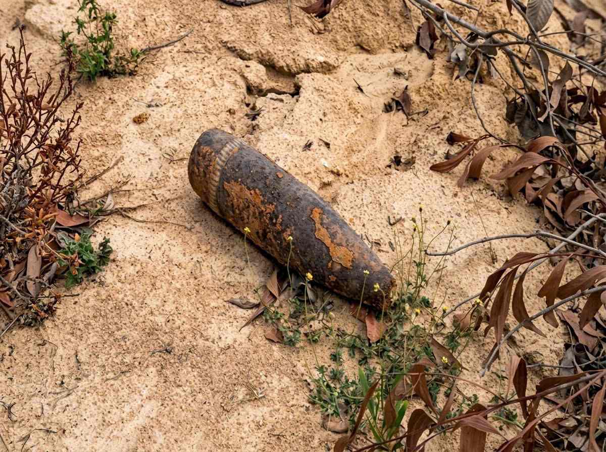 Object suspected of being a military warhead discovered on people's production land. Photo: Nguyen Giang