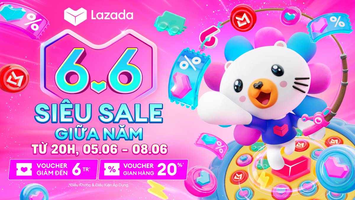 Lazada brings many attractive activities on the occasion of "Super sale 6.6" such as huge vouchers, bargain deals, international shopping opportunities with many incentives... Photo: Lazada