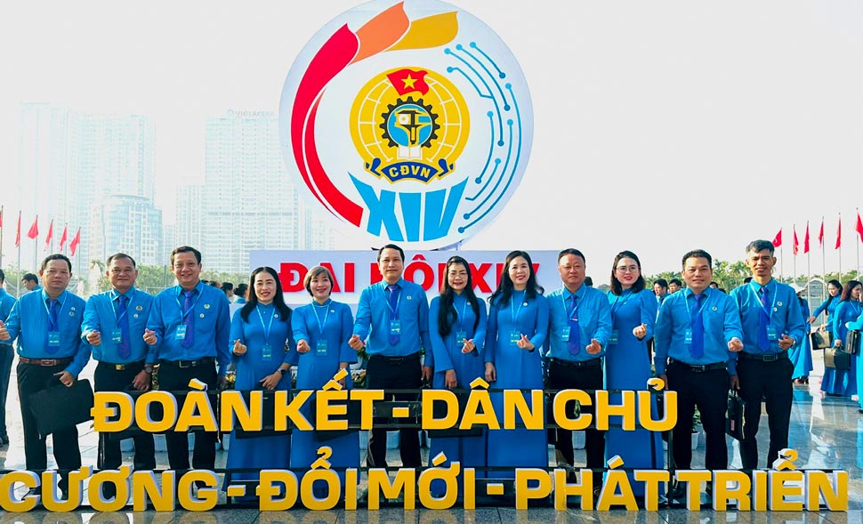 Đoàn đại biểu Công đoàn Gia Lai dự Đại hội. Ảnh: Hoài Phương