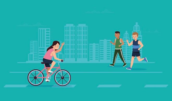 Cycling is a good exercise for the cardiovascular system. Photo: Thuy Duong